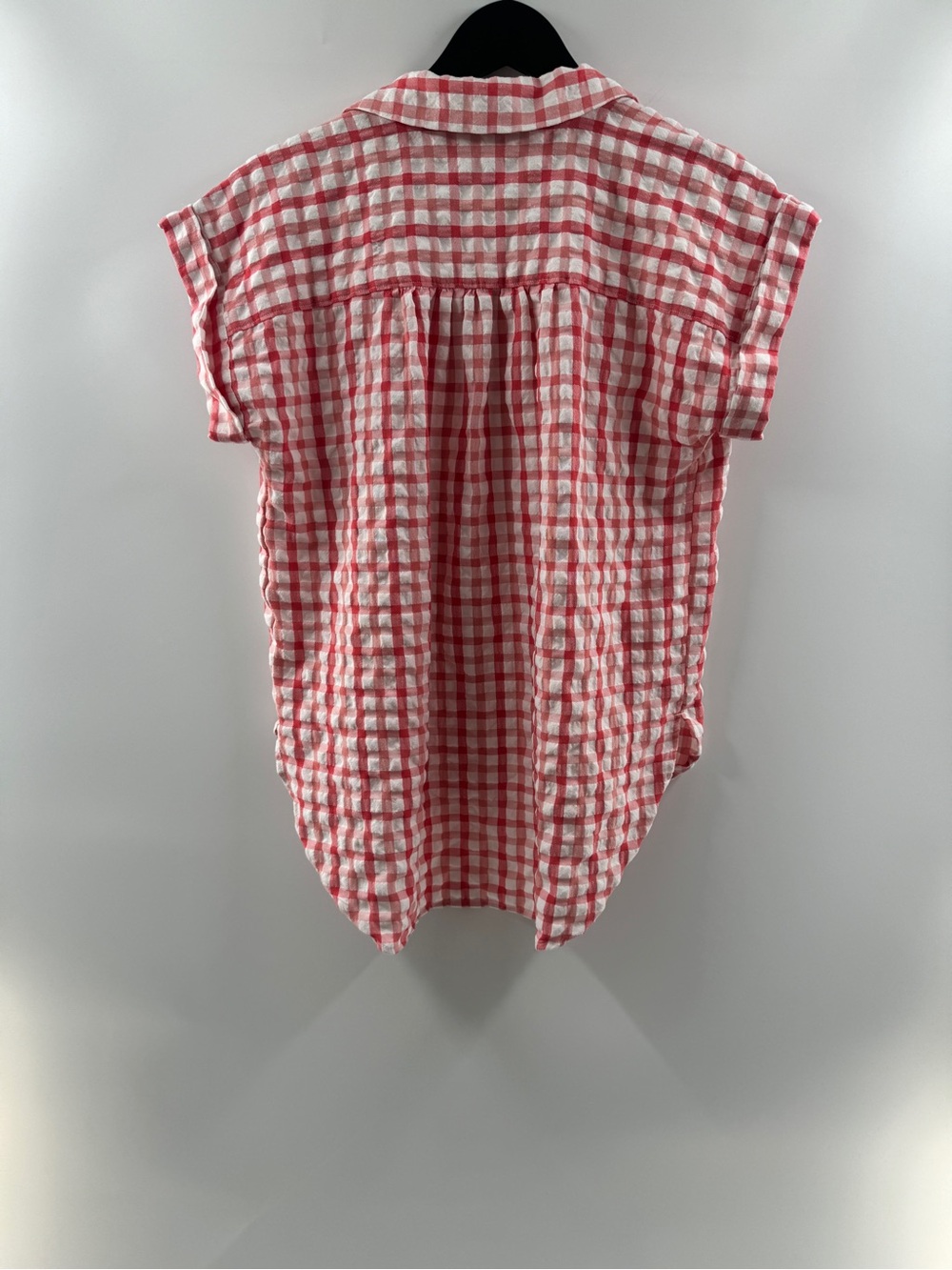 LOFT Red Gingham Button Down Top Women's Small Tie Front Blouse - Picture 7 of 9